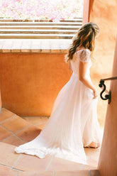Cheap Chiffon Sweetheart Wedding Dresses with Beading And Short Train